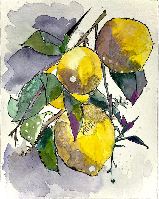 Lemons in Capri Vol. 1 \\ Mixed Media Watercolor and Ink Original