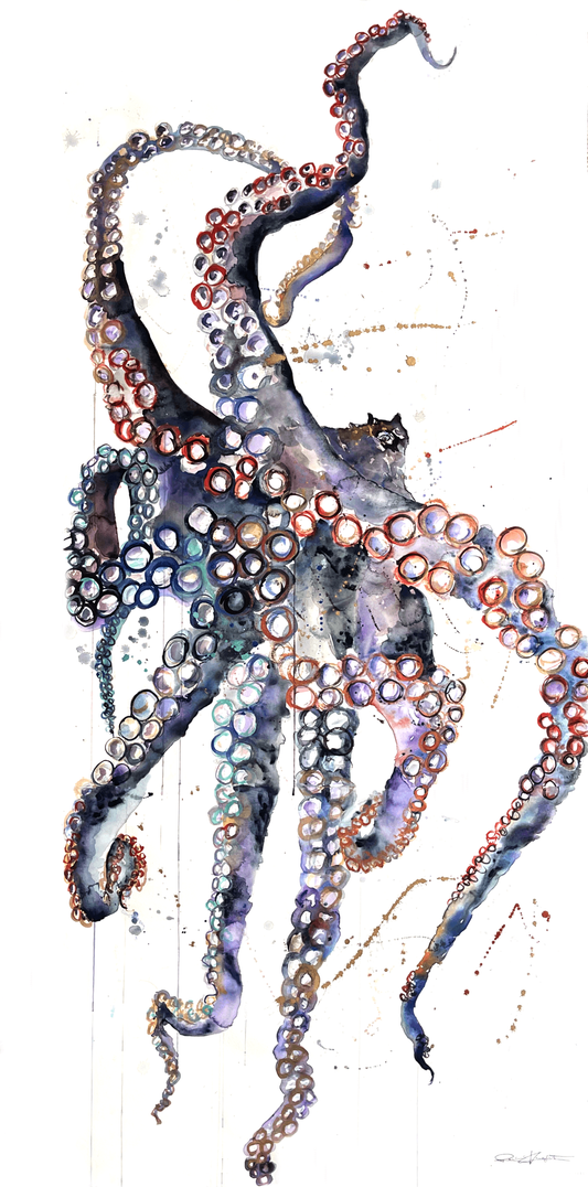 TIDAL INTELLIGENCE | OCTOPUS STUDY (LARGE FORMAT WATERCOLOR PAINTING)