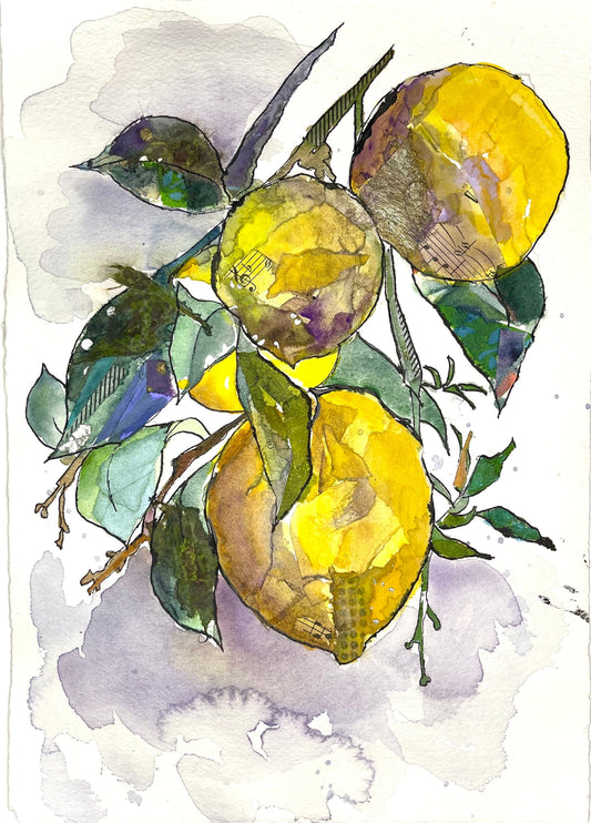 Lemons in Capri Vol. 2 \\ Mixed Media Watercolor and Ink Original